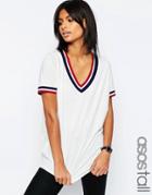 Asos Tall Varsity Tunic With Tipping - White