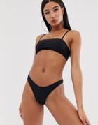 Missguided Mix And Match Strappy Bikini Top In Black