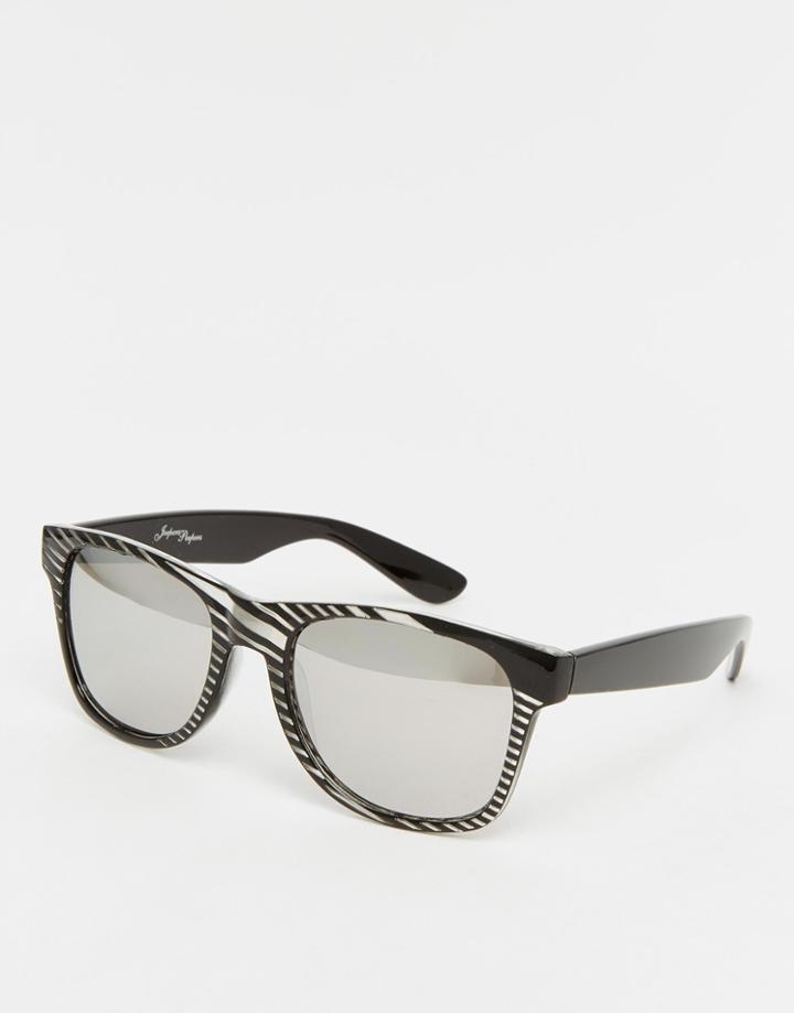 Jeepers Peepers Stripe Square Sunglasses - Black