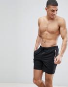 Asos Swim Shorts With Aquaguard Zips In Mid Length - Black