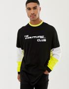 The Couture Club Long Sleeve T-shirt With Racer Logo-black