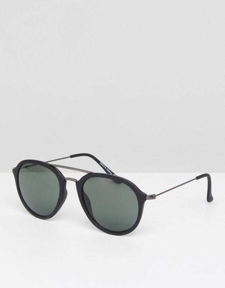 Jack & Jones Round Sunglasses In Navy - Navy