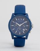 Armani Exchange Ax1327 Chronograph Silicone Watch In Blue - Blue