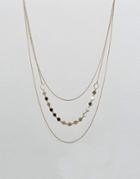 Nylon Triple Layered Necklace With Beaded Layer - Gold