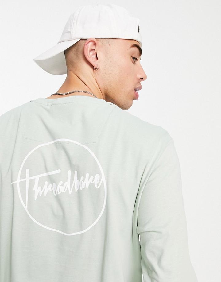 Threadbare Long Sleeve Logo Top In Sage-multi