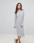 Only High Neck Sweater Dress - Gray