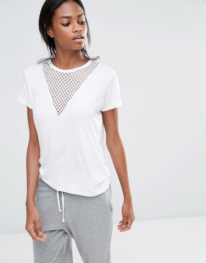 Missguided Fishnet Insert T-shirt - White