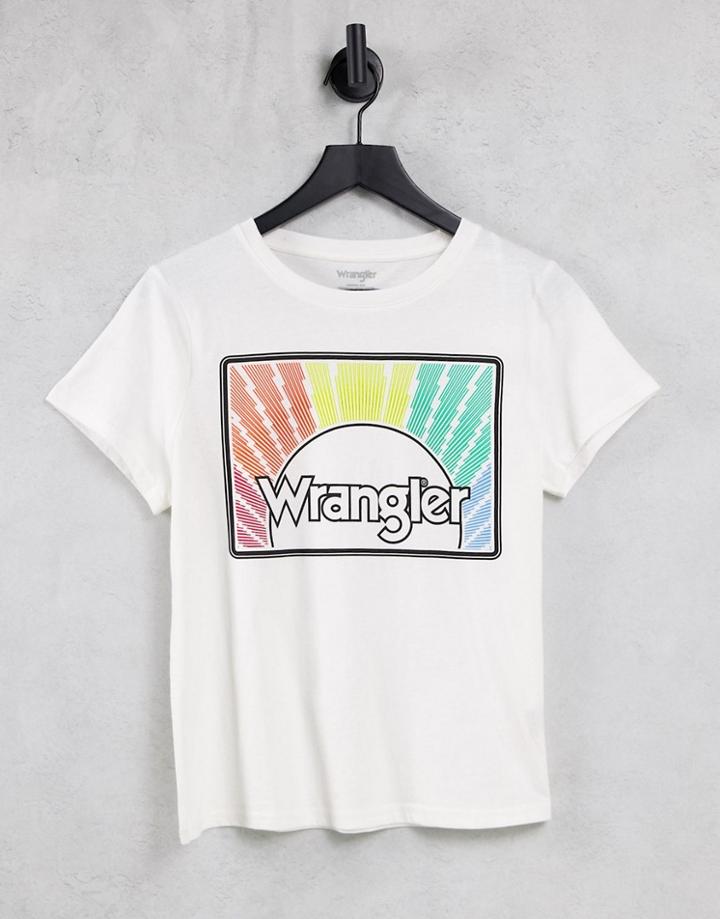 Wrangler Short Sleeve Rainbow Graphic Tee In Off White
