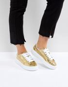 Puma Platform Sneakers In Gold - Gold