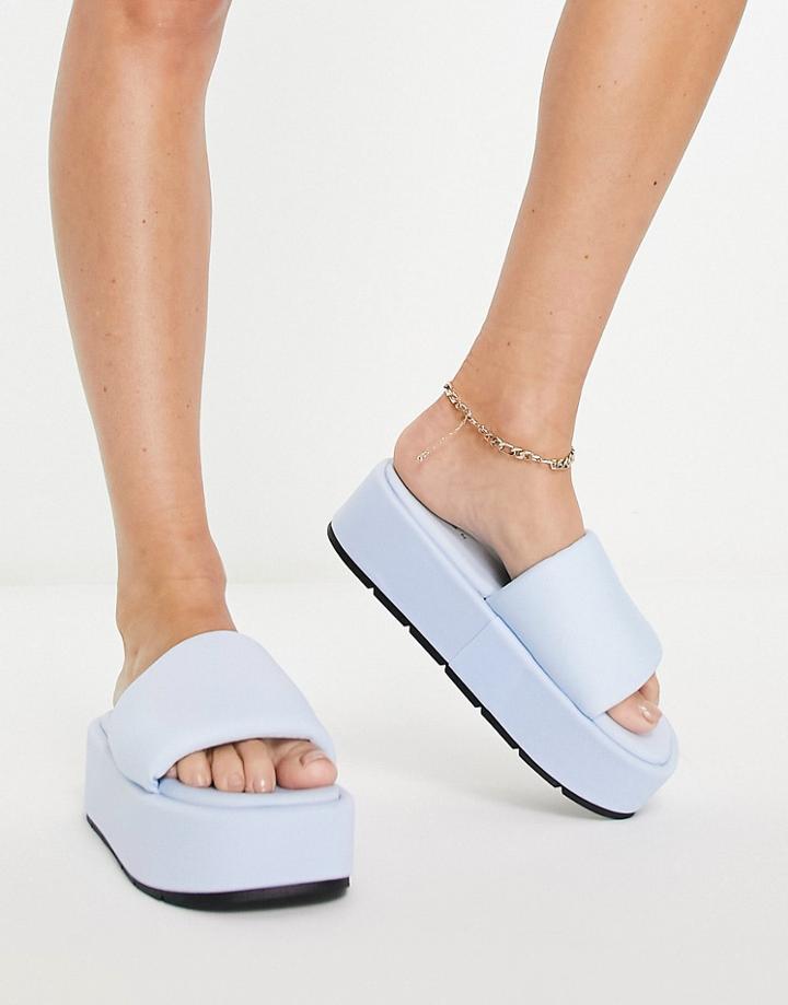 Asos Design Taya Padded Flatform Sandals In Blue