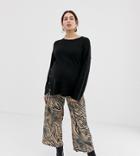 Asos Design Maternity Plisse Culotte In Zebra Print - Multi