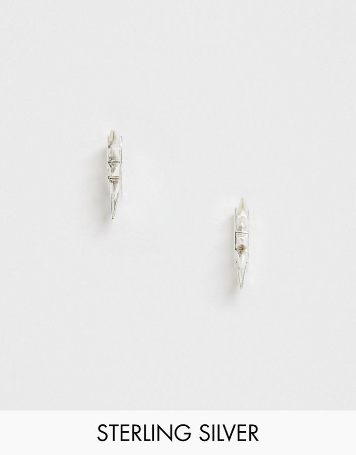 Asos Design Sterling Silver Spike Earrings - Silver