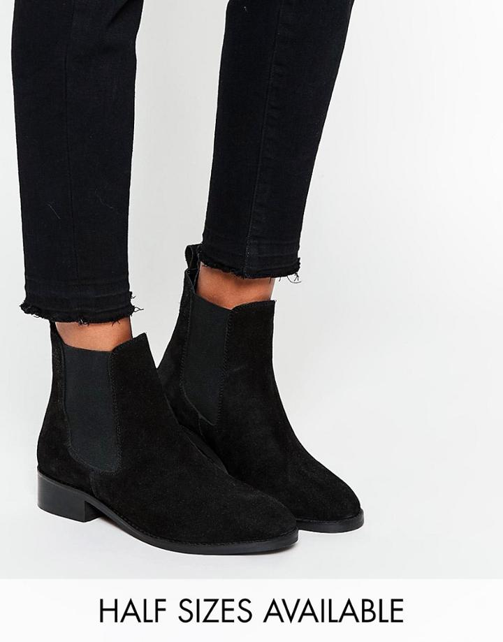Asos Attribute Suede Chelsea Ankle Boots - Black