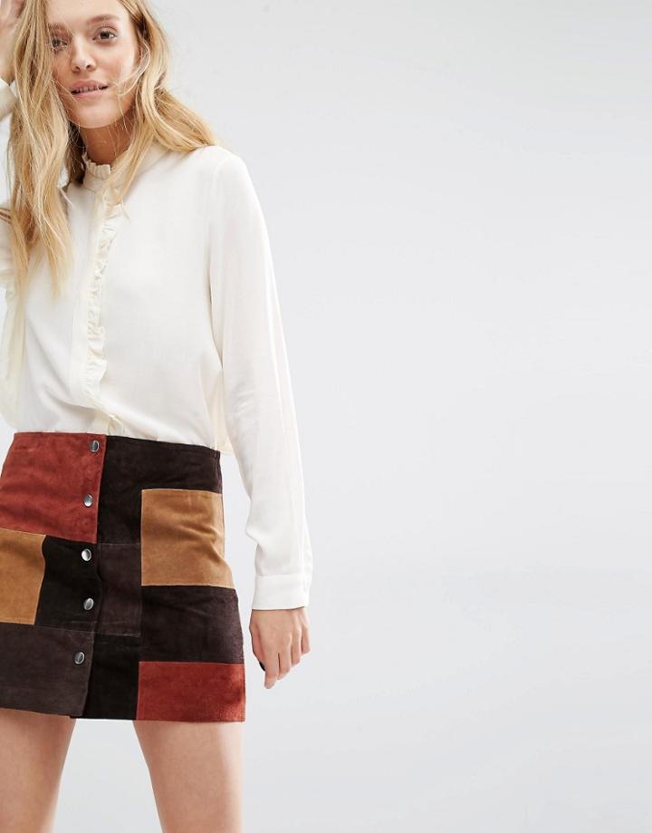 Mango Ruffle Front Blouse - Cream