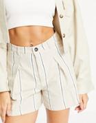 Stradivarius Stripe Shorts Set In Beige-neutral