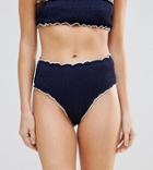 South Beach Mix And Match High Waist Frill Bikini Bottom - Navy