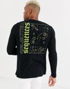 Asos Design Long Sleeve T-shirt With Back Print-black