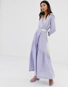Asos Design Textured Wrap Maxi Dress - Purple