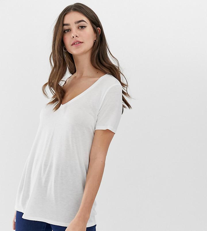 Asos Design Tall V-neck T-shirt With Short Sleeves In White
