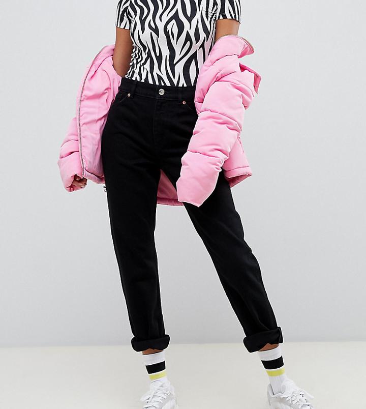 Monki Moluna High Waist Straight Leg Jeans With Organic Cotton In Deep Black