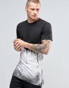 Religion Dripping Paint T-shirt With Side Zips - White Black