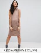 Asos Maternity Lounge Sleeveless Sweat Dress With Hood - Pink