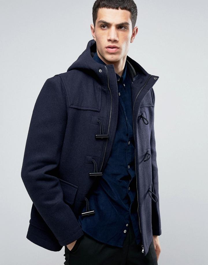 Celio Wool Duffel Coat - Navy