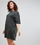 Asos Curve Ultimate T-shirt Dress With Rolled Sleeves In Leopard Print - Multi