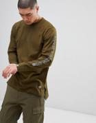 Aape By A Bathing Ape Longline Long Sleeve T-shirt With Sleeve Print In Green - Green