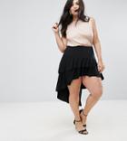 John Zack Plus Ruffle Skirt With High Low Hem - Black