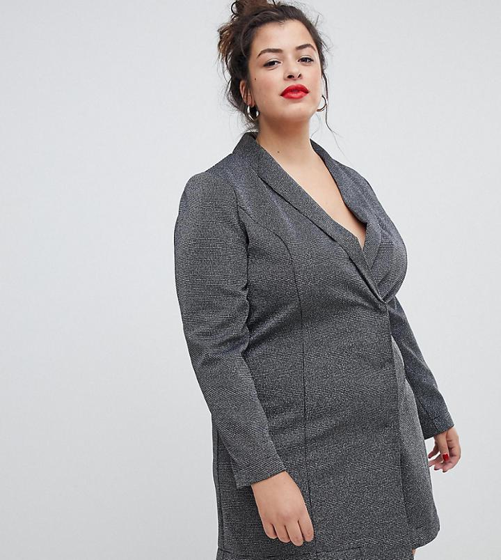 Vero Moda Curve Glitter Blazer Dress - Silver