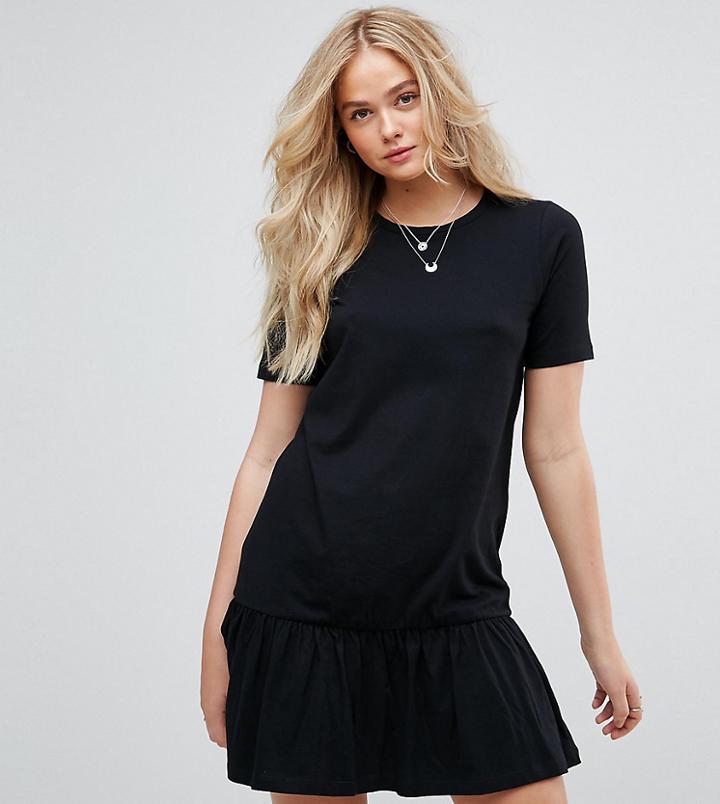 Asos Tall Mini Drop Hem T-shirt Dress - Black