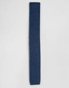 Asos Knitted Tie In Navy Marl - Navy