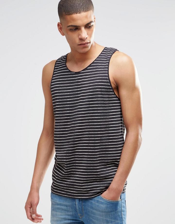 Selected Homme Stripe Tank - Black
