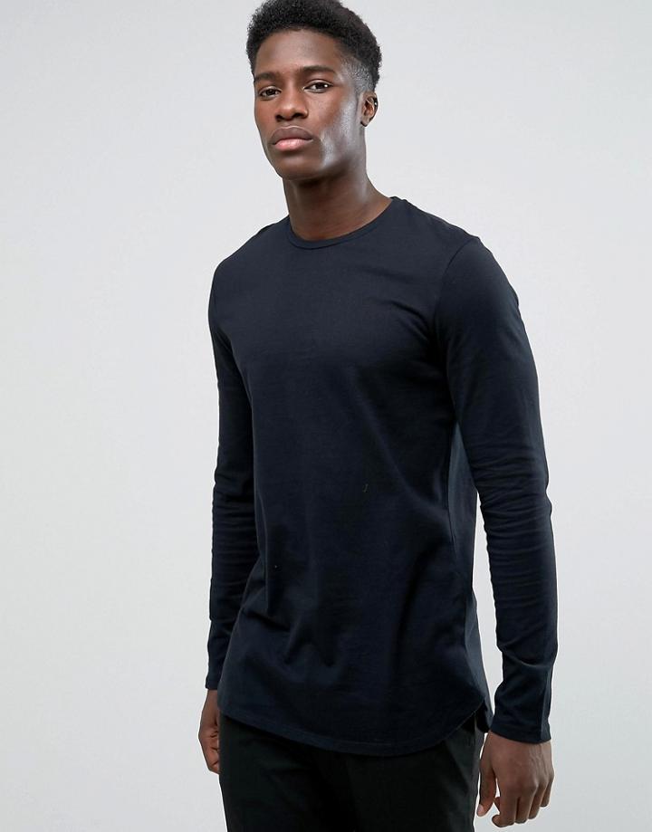 Kiomi Longline Long Sleeve Top - Black