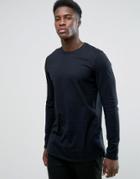 Kiomi Longline Long Sleeve Top - Black