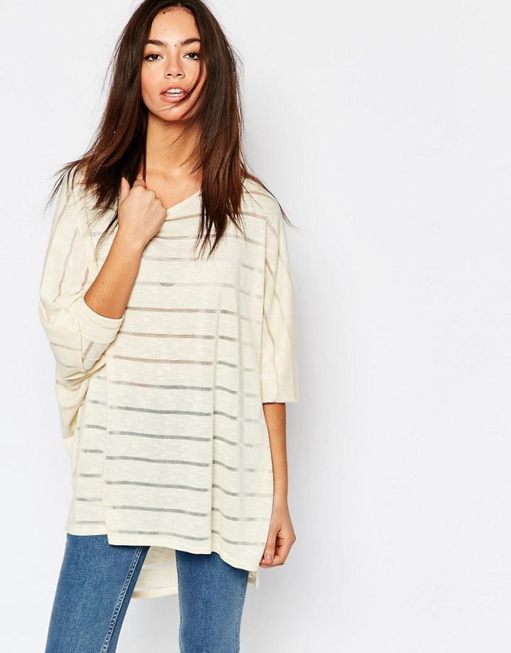 Daisy Street Oversized Knitted T-shirt - Cream