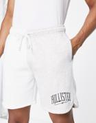 Hollister Varsity Logo Spliced Color Block Sweat Shorts In Gray Heather
