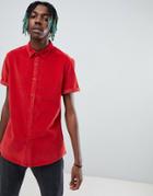 Asos Design Slim Fit Stretch Cord Shirt In Red - Red