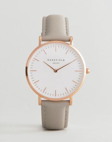 Rosefield Bowery Leather Watch In Gray - Gray