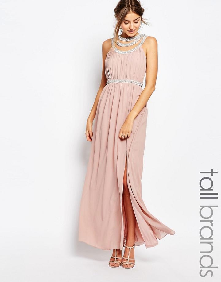 Tfnc Tall Multi Row Embellished Maxi Dress - Mauve