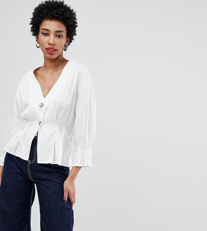 Vero Moda Tall Button Detail Cinch Waist Blouse - Multi