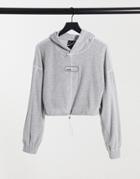 The Couture Club Velour Hoodie In Gray-grey