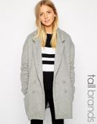 Brave Soul Tall Double Breasted Coat - Gray