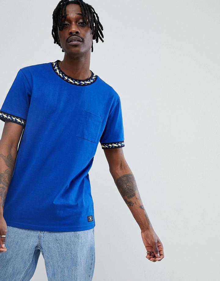Dc Shoes T-shirt With Neck Taping Detail In Blue - Navy
