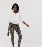 Asos Design Maternity Under The Bump Tiger Print Ultimate Peg Pants-multi