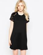 Vila Swing Dress With Devore Sleeves - Black