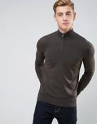 Armani Jeans Half Zip Logo Sweater Dark Green - Green