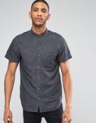 Pull & Bear Denim Shirt In Washed Black In Regular Fit - Gray