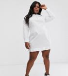 Asos Design Curve Cotton Mini Dress With Frill Collar-white